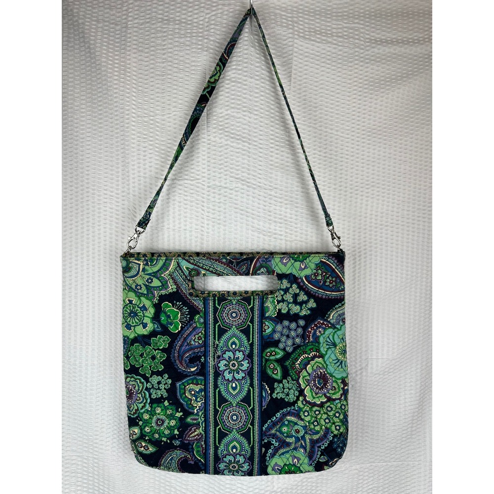 Vera Bradley Quilted Blue Floral Paisley Tote Shoulder Bag Purse Travel School‎